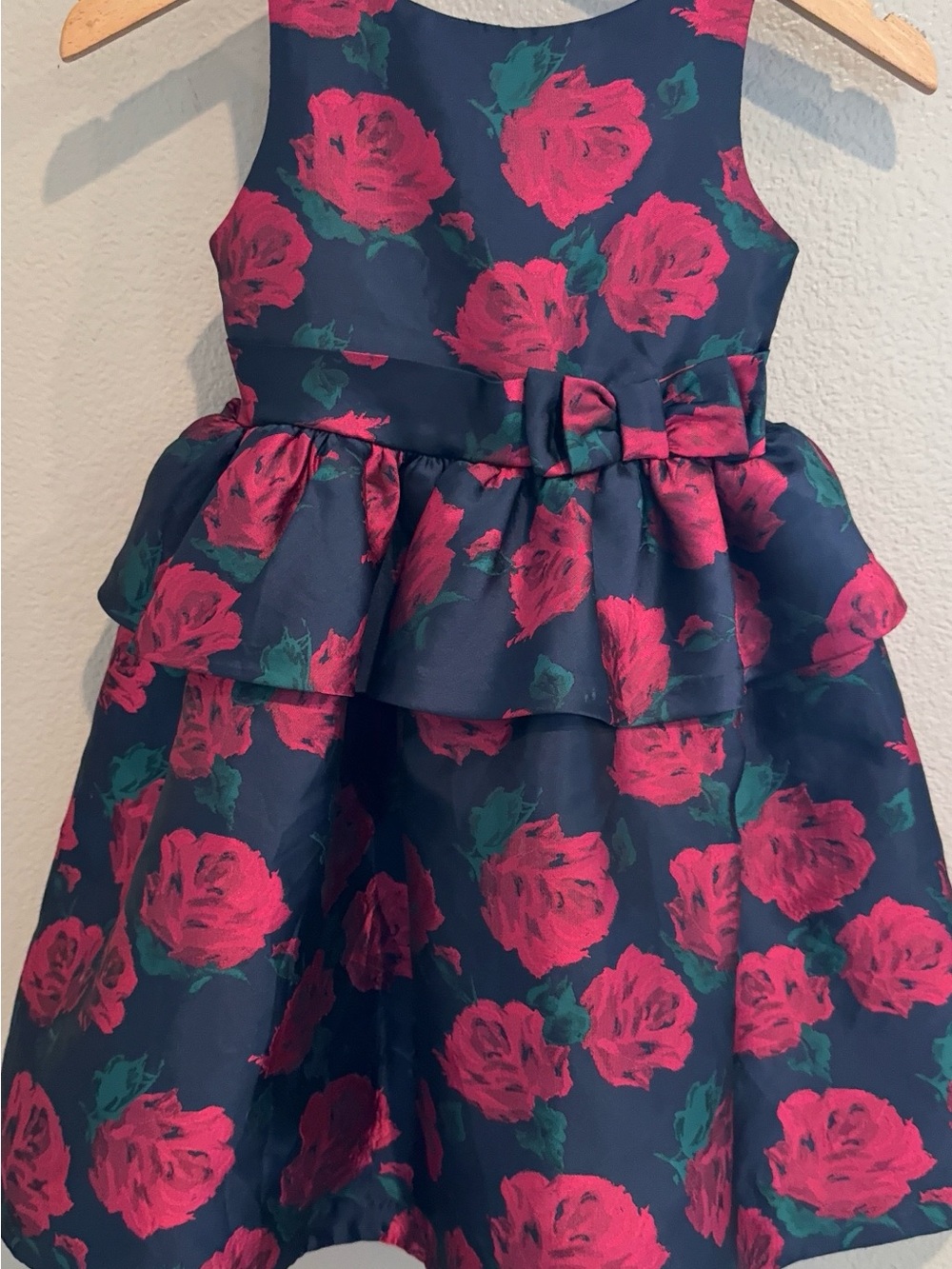 Janie and Jack Navy Floral Peplum Dress - Girls Size 6